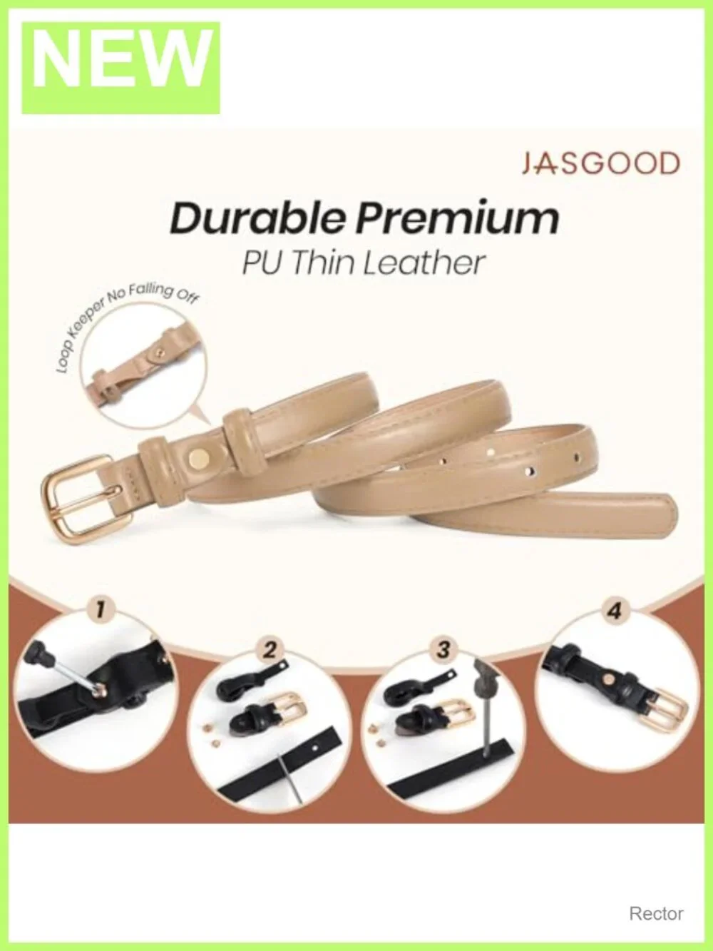 Women's Skinny Faux Leather Belt Thin Waist Belt Gold Buckle